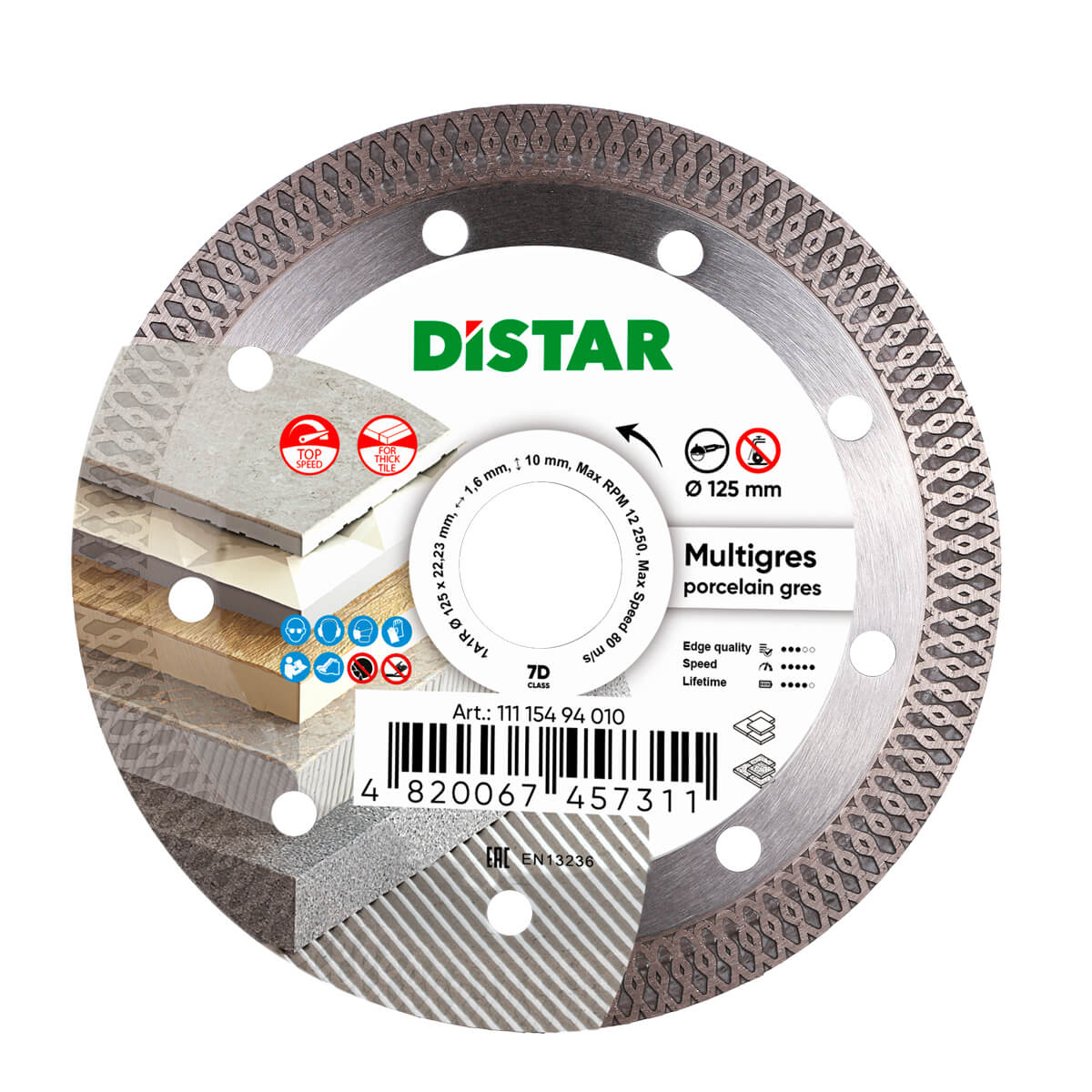 Круг алмазний вiдрiзний DISTAR 1A1R 125 Multigres - Image 2