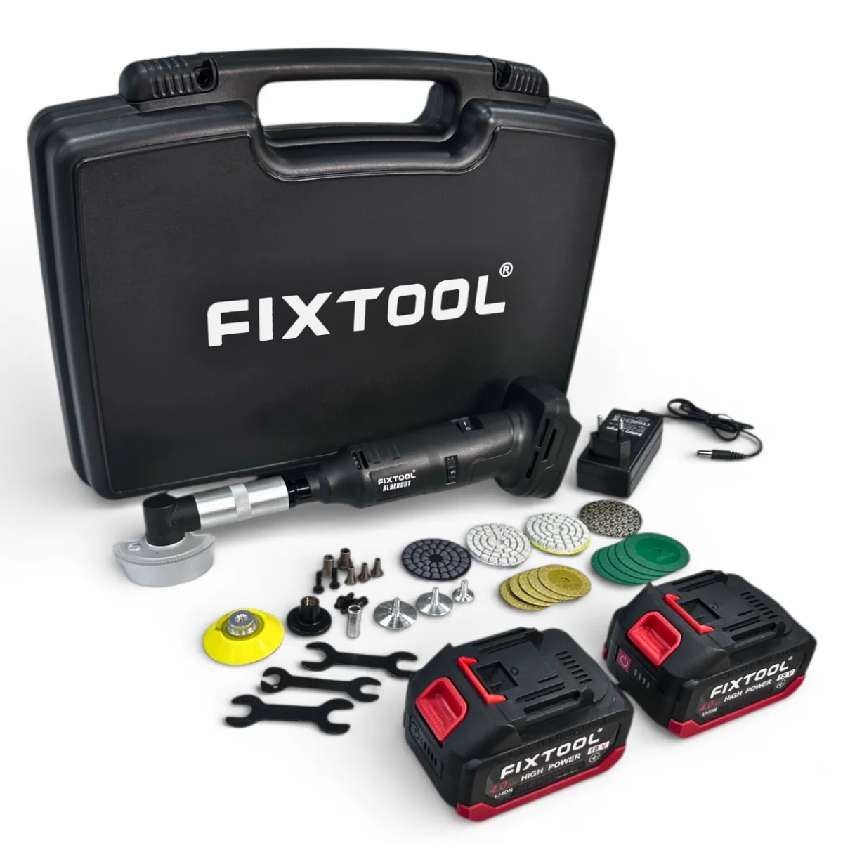 Кутова акумуляторна шліфувальна машина гравер FIXTOOL Pomogator BLACKOUT з 2 АКБ 4A 18V - Image 4
